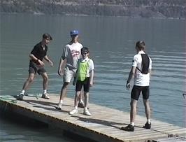A floating jetty provides much entertainment at Marifjøra after lunch